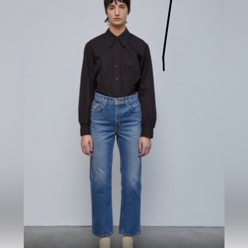 b side straight leg medium wash denim
